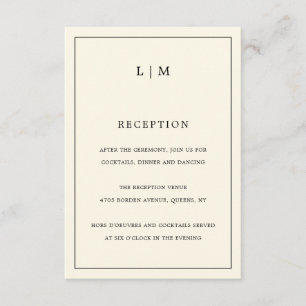 Carte D'accompagnement Lauren Crème Monogramme Mariage élégant
