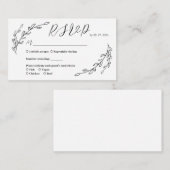 Carte D'accompagnement Laurier Dessin à la Main Rsvp (Devant / Derrière)