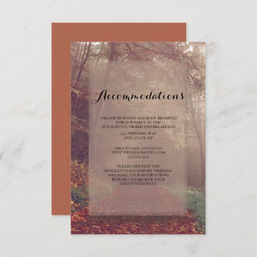 Carte D'accompagnement L'automne quitte les Mariages (Devant / Derrière)