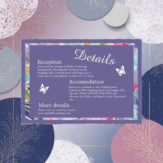 Carte D'accompagnement lavande aquarelle fleur sauvage verdure feuillage