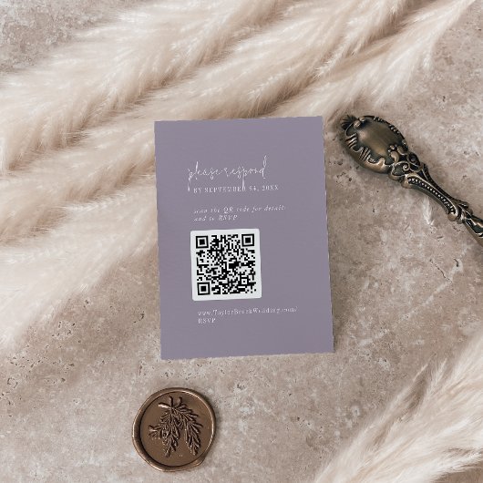 Carte D'accompagnement Lavande chic moderne violet code QR RSVP