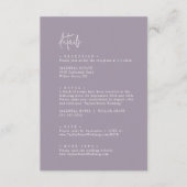 Carte D'accompagnement Lavande chic moderne violet Détails Mariage (Devant)