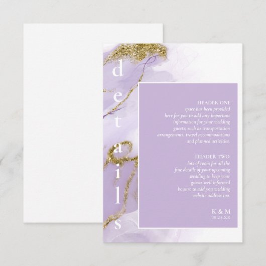 Carte D'accompagnement Lavande d'encre Lux - Détails Abstraits ID990 (Devant / Derrière)