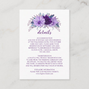 Carte D'accompagnement Lavande Plum Floral Purple Information Mariage