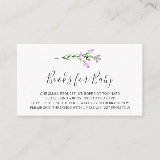 Carte D'accompagnement Lavendar Branche Livres pour Baby Insert Card (Devant)
