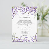 Carte D'accompagnement lavender boho floral mariage détails informations (Debout devant)