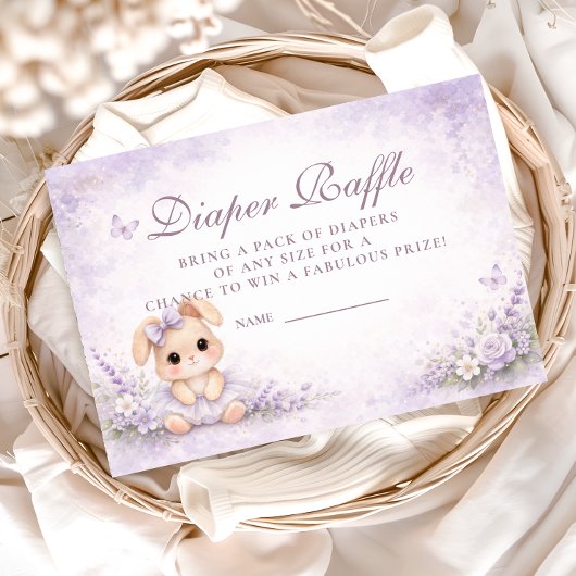 Carte D'accompagnement Lavender Bunny Floral Diapper Raffle