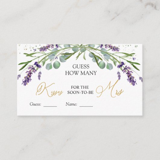 Carte D'accompagnement Lavender Eucalyptus Devine Combien De Baisers Jeu (Devant)