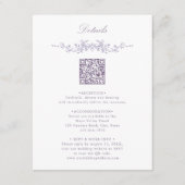 Carte D'accompagnement Lavender Floral Border QR Code Wedding Details (Devant)