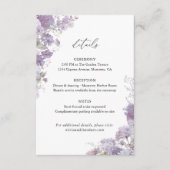 Carte D'accompagnement Lavender Floral Wedding Details, Information (Devant)