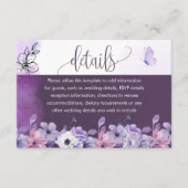 Carte D'accompagnement Lavender Floral Wedding Details Insert (Devant)