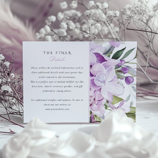 Carte D'accompagnement Lavender Hues Mariage Information Card Lilacs