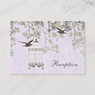 Carte D'accompagnement Lavender Lilac oiseaux de cage vintage mariage