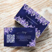 Carte D'accompagnement Lavender marine bleu site mariage QR code RSVP