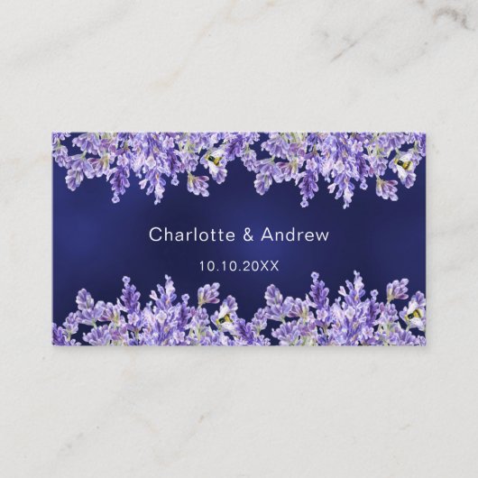 Carte D'accompagnement Lavender marine bleu site mariage QR code RSVP (Devant)