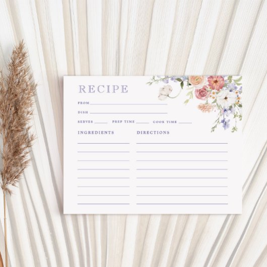 Carte D'accompagnement Lavender Pastel Fête des mariées Florale Recette