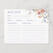 Carte D'accompagnement Lavender Pastel Fête des mariées Florale Recette (Devant)