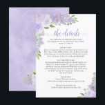 Carte D'accompagnement Lavender Roses Rustic Boho Chic Détails du Mariage<br><div class="desc">Cette belle carte d'enceinte est conçue pour fournir à vos invités des informations supplémentaires sur la réception, les hébergements, les arrangements de voyage, le registre, le site Web, les itinéraires, ou tout autre détail dont vos invités pourraient avoir besoin. Dispose d'un beau design boho rustique chic avec la calligraphie en...</div>