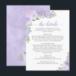 Carte D'accompagnement Lavender Roses Rustic Boho Chic Détails du Mariage<br><div class="desc">Cette belle carte d'enceinte est conçue pour fournir à vos invités des informations supplémentaires sur la réception, les hébergements, les arrangements de voyage, le registre, le site Web, les itinéraires, ou tout autre détail dont vos invités pourraient avoir besoin. Dispose d'un beau design boho rustique chic avec la calligraphie en...</div>