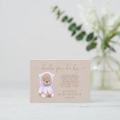Carte D'accompagnement Lavender Teddy Bear Baby shower Demande de carnet (Debout devant)