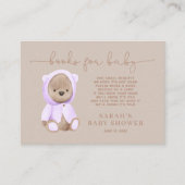 Carte D'accompagnement Lavender Teddy Bear Baby shower Demande de carnet (Devant)