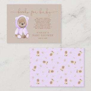 Carte D'accompagnement Lavender Teddy Bear Baby shower Demande de carnet