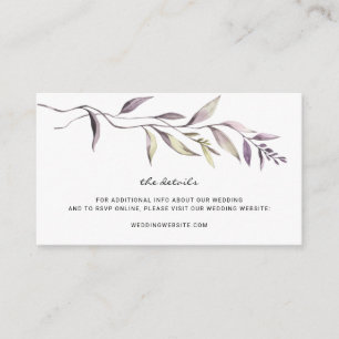 Carte D'accompagnement Lavender Vine Greenery Détails du Mariage Boîtier 