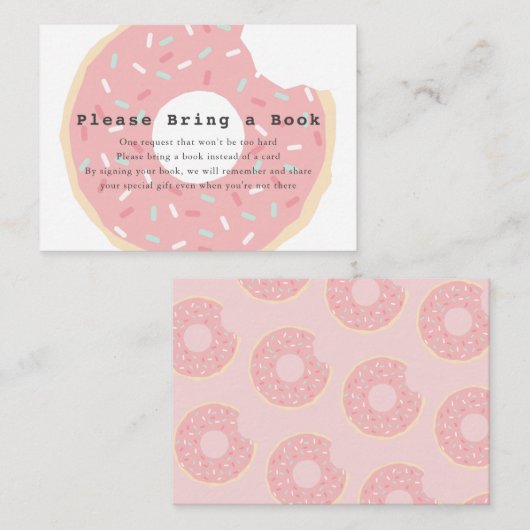 Carte D'accompagnement Le baby shower rose de beignet apportent svp un (Devant / Derrière)
