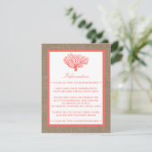 Carte D'accompagnement Le Corail Sur Burlap Boho Beach Wedding Collection (Debout devant)