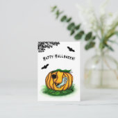 Carte D'accompagnement Le fantôme d'Halloween, chauve-souris, fantôme et  (Debout devant)