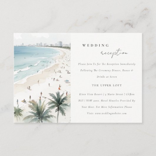 Carte D'accompagnement Le littoral Miami Beach Palm Tree Réception de mar (Devant)