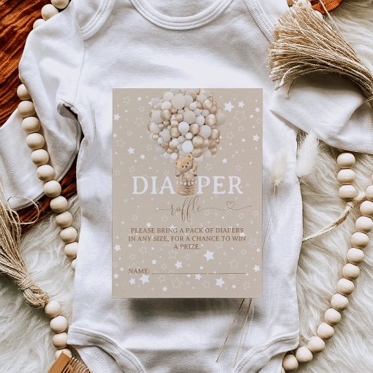 Carte D'accompagnement Légère tombole de couches Brown baby shower d'atte