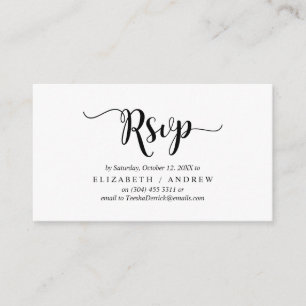 Carte D'accompagnement L'Élégant Rustic Black, Mariage RSVP, répondez
