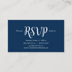 Carte D'accompagnement L'Elegant Rustic Navy Blue, le Parti RSVP, répond