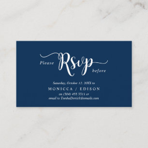 Carte D'accompagnement L'Elegant Rustic Navy Blue, le Parti RSVP, répond