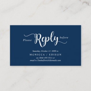 Carte D'accompagnement L'Elegant Rustic Navy Blue, le Parti RSVP, répond