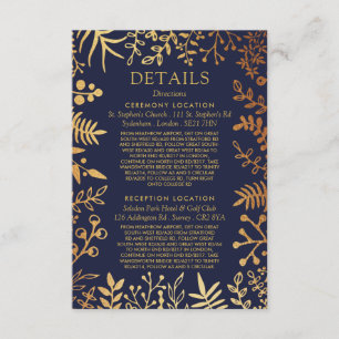 Carte D'accompagnement L'élégante collection de Mariages floraux marine e