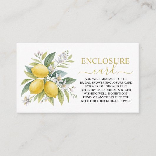 Carte D'accompagnement Lemon Blossom Bridal Shower (Devant)