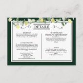 Carte D'accompagnement Lemon Border Emerald Green Détails du Mariage (Devant)