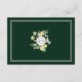 Carte D'accompagnement Lemon Border Emerald Green Détails du Mariage (Dos)