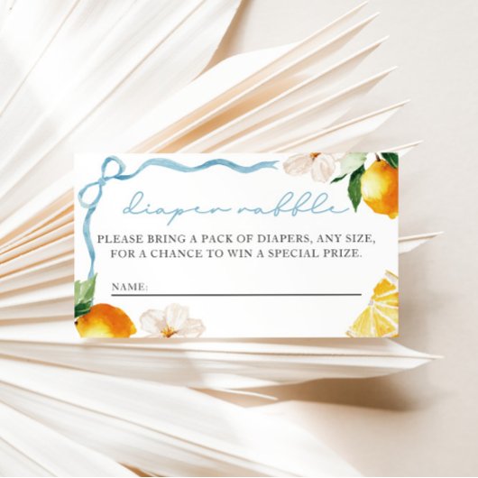 Carte D'accompagnement Lemon & Bows Baby Shower Diaper Raffle Entry