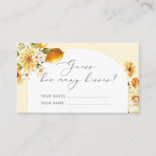 Carte D'accompagnement Lemon devine combien de baisers enceinte de jeu de (Devant)