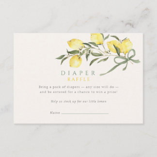 Carte D'accompagnement Lemon Sage Bow Diaper Raffle Baby Shower