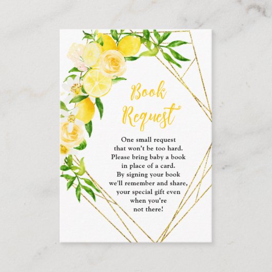 Carte D'accompagnement Lemons and Foliage Baby Shower Book Request (Devant)