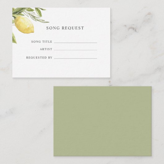 Carte D'accompagnement Lemons Sage green Chanson Demande de mariage (Devant / Derrière)