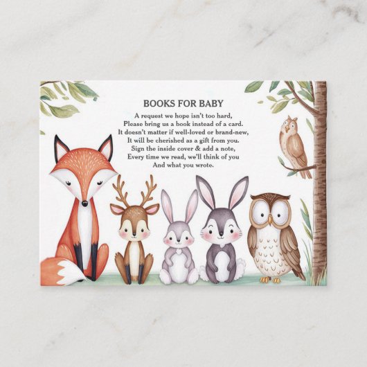 Carte D'accompagnement Les animaux des bois Baby shower mignon (Devant)