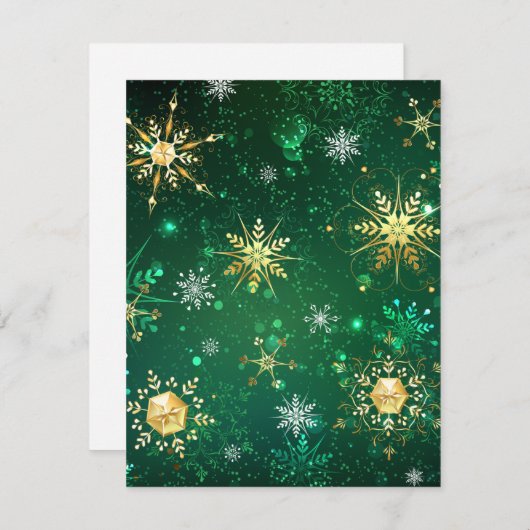 Carte D'accompagnement Les flocons dorés de Noël sur l'Arrière - plan ver (Devant / Derrière)