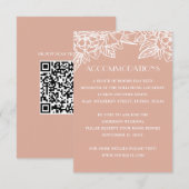 Carte D'accompagnement Les mariages roses. Détails du QR floral (Devant / Derrière)