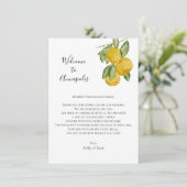 Carte D'accompagnement Lettre d'accueil Mariage citron, itéraire Mariage (Debout devant)