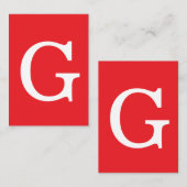 Carte D'accompagnement Lettre initiale monogramme rouge blanc simple (Devant / Derrière)